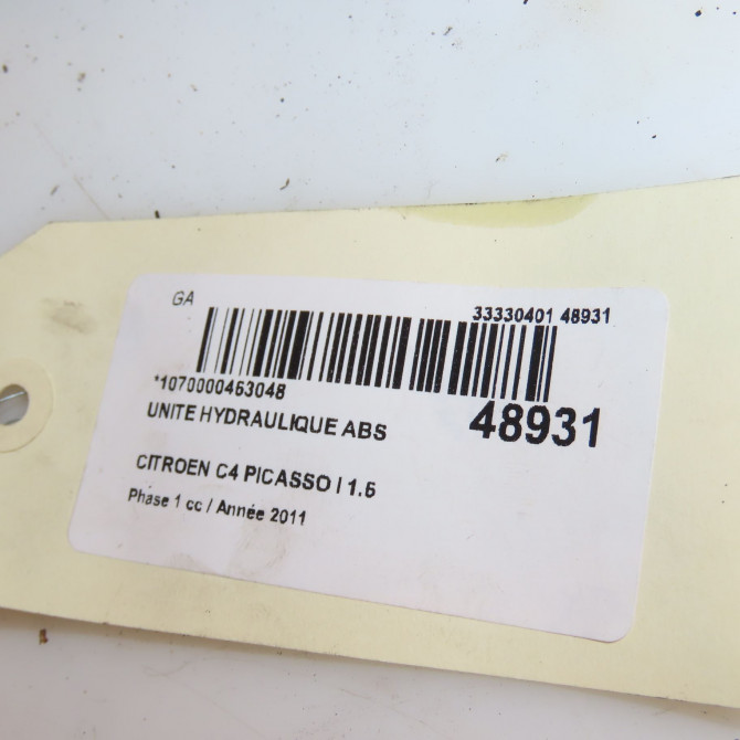 Unité hydraulique ABS occasion CITROEN C4 PICASSO I Phase 1 01-2007->10-2013 1.6 e-HDI 8v 110ch 4541WP 3