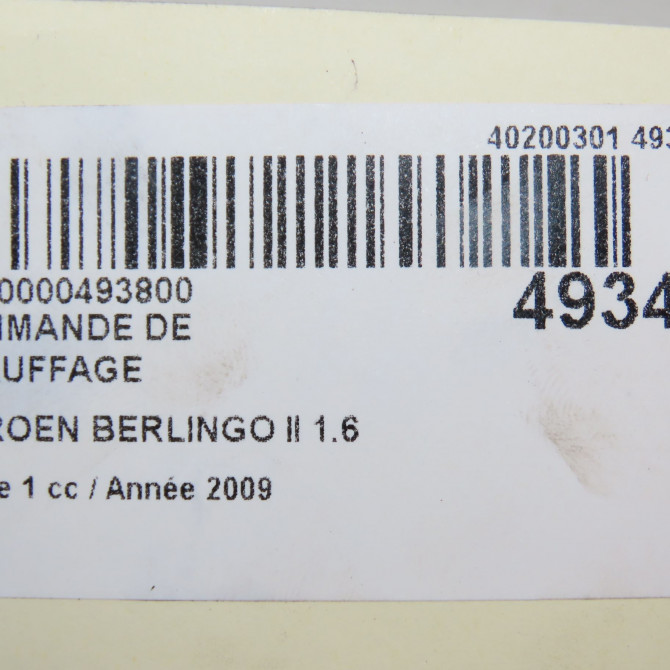 Commande de chauffage occasion CITROEN BERLINGO II Phase 1 05-2008->01-2012 1.6 HDI 16v 90ch 6452K5 5