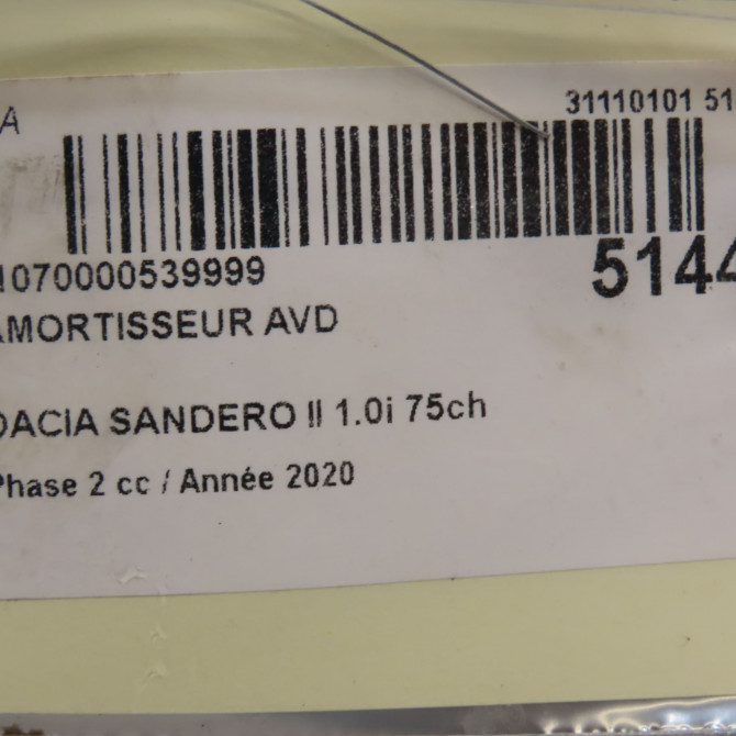 Amortisseur avant droit occasion DACIA SANDERO II Phase 1 04-1995->04-1999 1.0i 75ch 543025522R 3