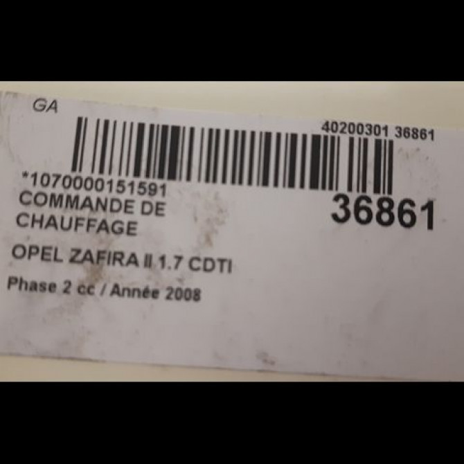 Commande de chauffage occasion OPEL ZAFIRA II Phase 2 01-2008->12-2014 1.7 CDTI 125ch 13250622 3