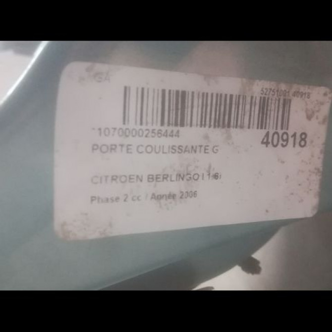 Porte coulissante g occasion CITROEN BERLINGO I Phase 2 11-2002->10-2010 1.6i 110ch 9006L0 3