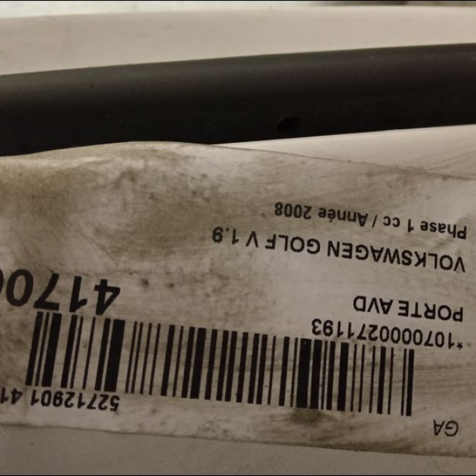 Porte avant droite occasion VOLKSWAGEN GOLF V Phase 1 11-2003->10-2008 1.9 TDI 105ch 1K3831302AB 3