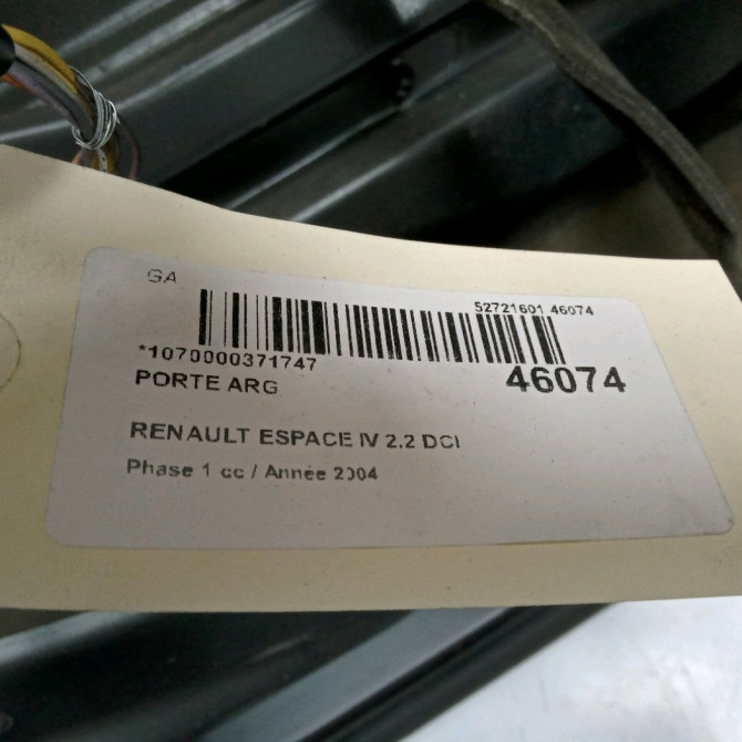 Porte arrière gauche occasion RENAULT ESPACE IV Phase 1 09-2002->03-2006 2.2 DCI 7751476285 4