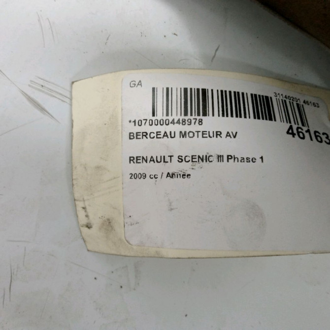 Berceau moteur avant occasion RENAULT SCENIC III Phase 1 04-2009->11-2011 544010579R 2