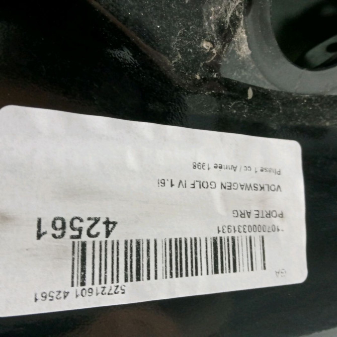 Porte arrière gauche occasion VOLKSWAGEN GOLF IV GOLF IV Phase 1 1998-01-01->2005-06-30 1.6i 3