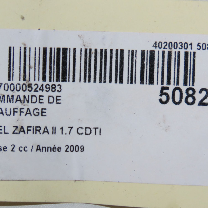 Commande de chauffage occasion OPEL ZAFIRA II Phase 2 01-2008->12-2014 1.7 CDTI 125ch 13250622 5