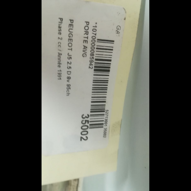 Porte avant gauche occasion PEUGEOT J5 Phase 2 07-1990->06-1994 2.5 D 8v 95ch 3