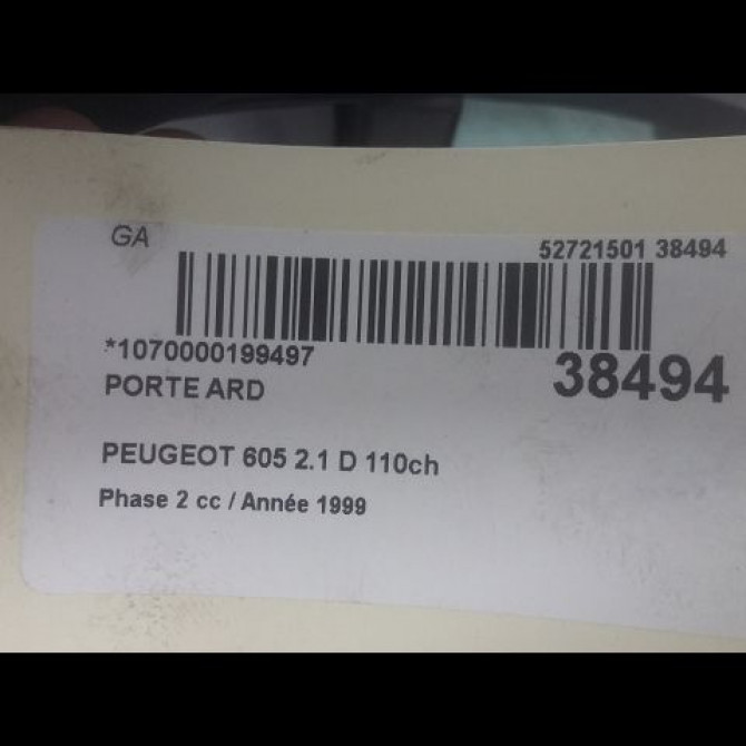 Porte arrière droite occasion PEUGEOT 605 Phase 2 07-1994->07-1999 2.1 D 110ch 900879 3