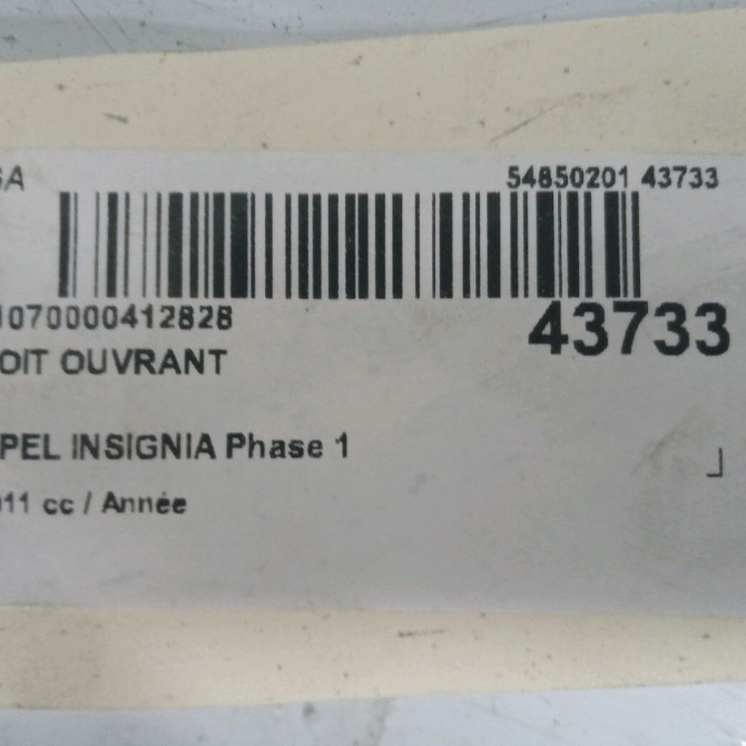 Toit ouvrant occasion OPEL INSIGNIA Phase 1 01-2009->03-2013 13483907 5