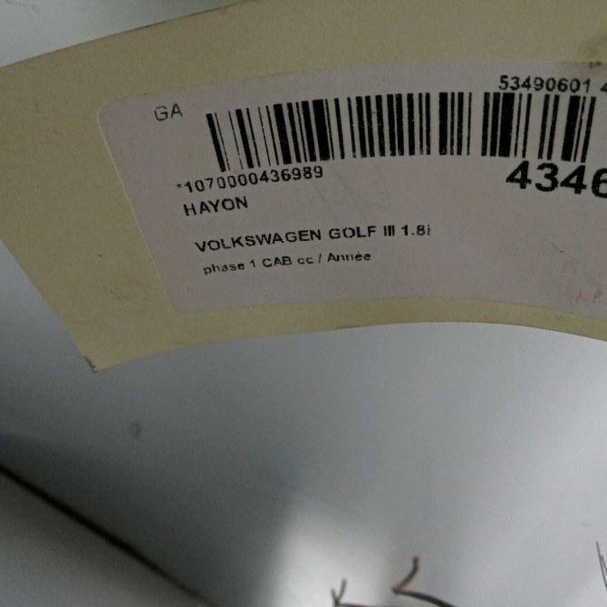 Hayon occasion VOLKSWAGEN GOLF III Phase 1 04-1995->04-1999 1.8i 75ch 1E0827025K 3