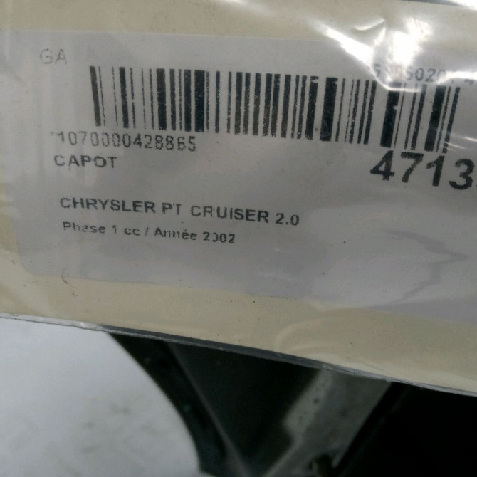 Capot occasion CHRYSLER PT CRUISER Phase 1 09-2000->12-2005 2.0 141ch 4724754AE 3
