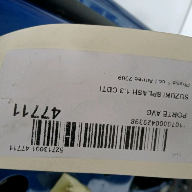 Porte avant gauche occasion SUZUKI SPLASH Phase 1 03-2008->12-2012 1.3 CDTI 75ch 6800251K00 4