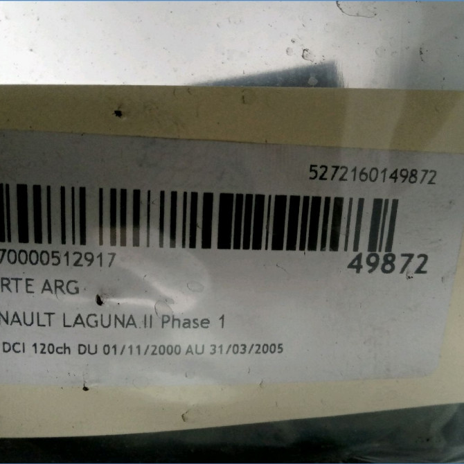 Porte arrière gauche occasion RENAULT LAGUNA II Phase 1 11-2000->03-2005 1.9 DCI 120ch 7751472439 3
