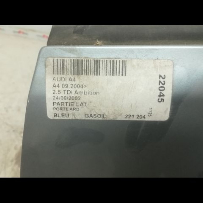 Porte arrière droite occasion AUDI A4 II Phase 1 01-2001->11-2004 2.5 TDi 163ch 8E0833052H 3