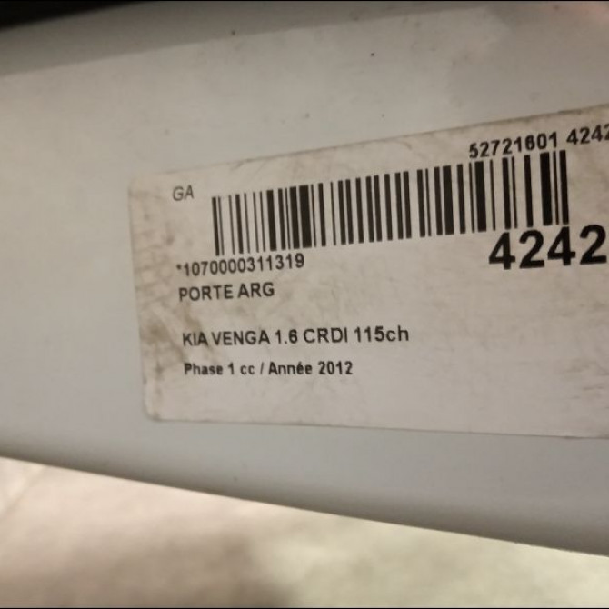 Porte arrière gauche occasion KIA VENGA Phase 1 04-1995->04-1999 1.6 CRDI 115ch 770031P000 2
