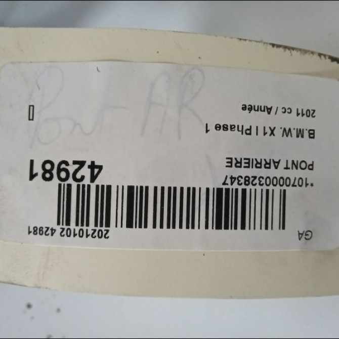 Pont arriere occasion B.M.W. X1 I Phase 1 07-2009->05-2012 33107637452 5