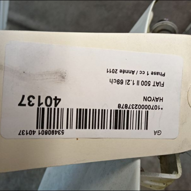 Hayon occasion FIAT 500 II 500 II Phase 1 2007-07-01->2016-03-31 1.2i 69ch 52056198 2