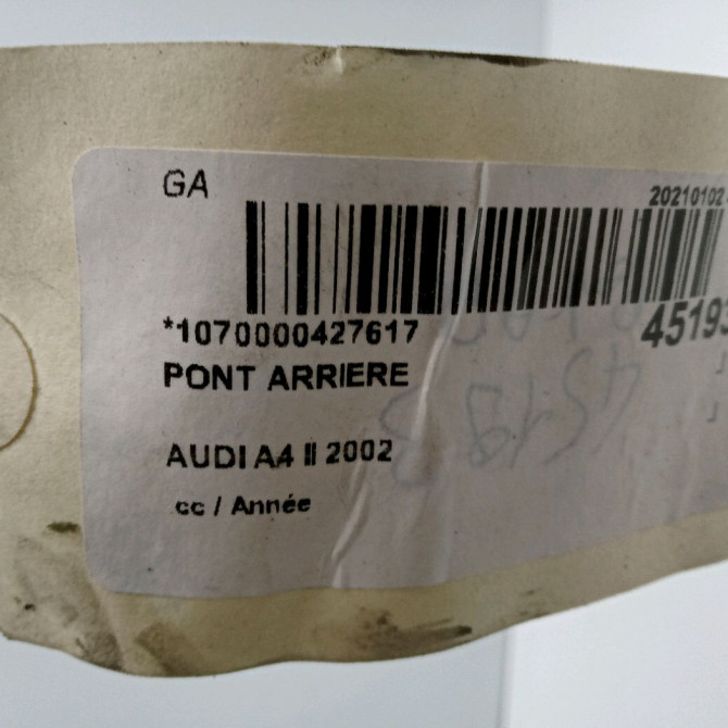Pont arriere occasion AUDI A4 II 5