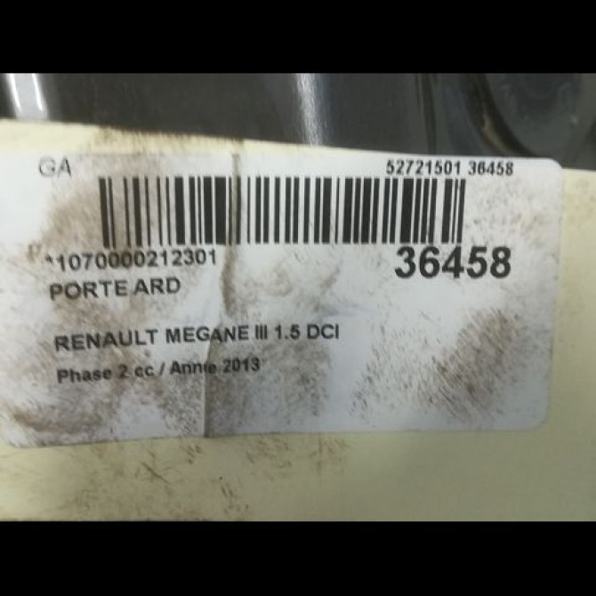 Porte arrière droite occasion RENAULT MEGANE III Phase 2 01-2012->06-2014 1.5 DCI 110ch 821006386R 5