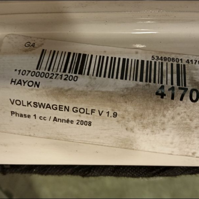 Hayon occasion VOLKSWAGEN GOLF V Phase 1 11-2003->10-2008 1.9 TDI 105ch 1K6827025H 2