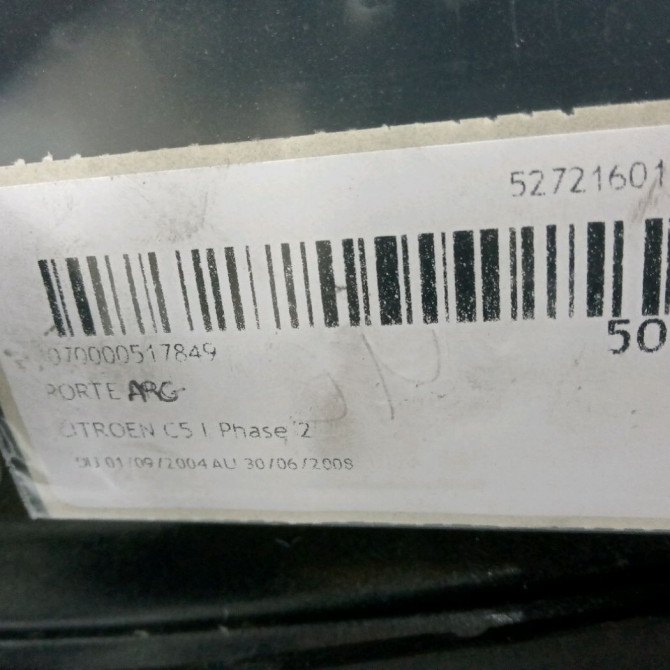 Porte arrière gauche occasion CITROEN C5 I Phase 2 09-2004->06-2008 9006F2 3