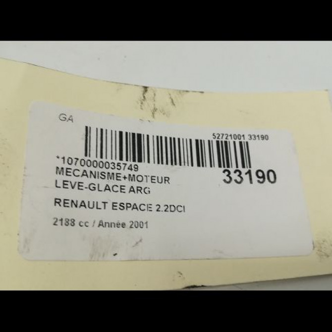 Mecanisme+moteur leve-glace arg occasion RENAULT ESPACE III Phase 1 12-1996->09-2002 2.2 DCI 115ch 6025300811 5