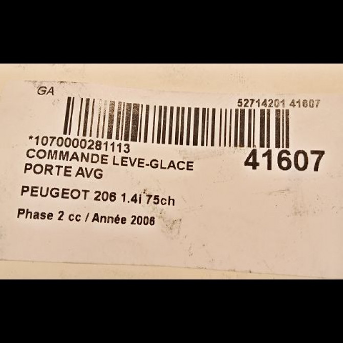 Commande lève-glace porte avant gauche occasion PEUGEOT 206 Phase 2 02-2003->02-2009 1.4i 75ch 6552WQ 3