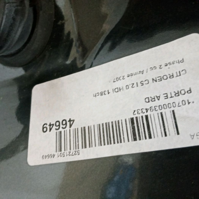 Porte arrière droite occasion CITROEN C5 I Phase 2 09-2004->06-2008 2.0 HDi 138ch 9008F4 3