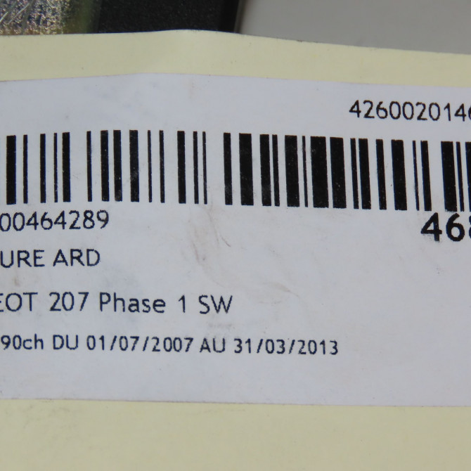 Ceinture arrière droite occasion PEUGEOT 207 Phase 1 SW 07-2007->03-2013 1.6 HDI 90ch 8975XQ 3