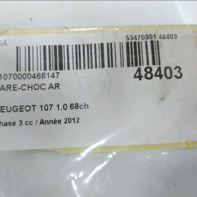 Pare-choc arrière occasion PEUGEOT 107 Phase 3 01-2012->06-2014 1.0 68ch 7410Y8 8