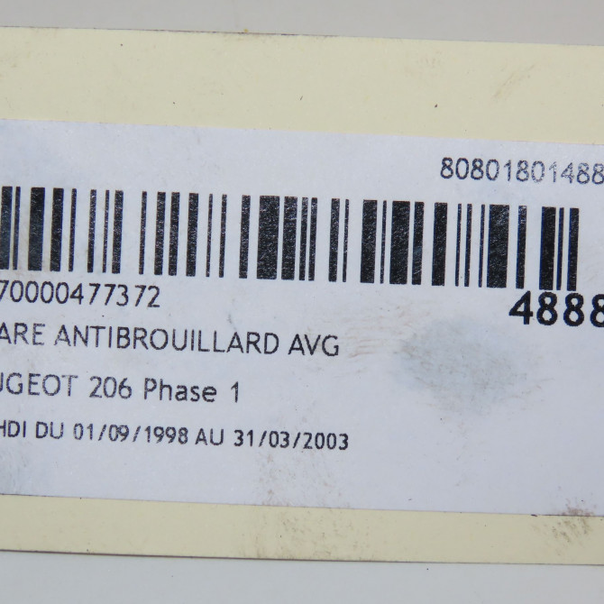 Phare antibrouillard avant gauche occasion PEUGEOT 206 Phase 1 09-1998->03-2009 2.0 HDI 6204T2 5
