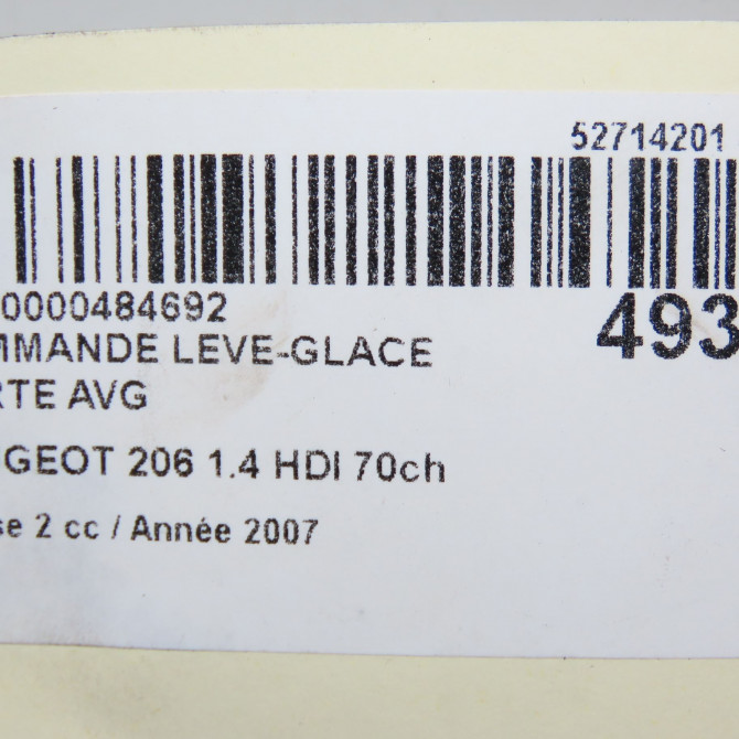 Commande lève-glace porte avant gauche occasion PEUGEOT 206 Phase 2 02-2003->02-2009 1.4 HDI 70ch 5