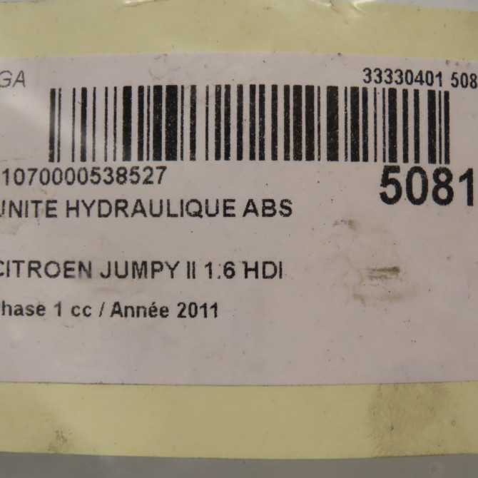 Unité hydraulique ABS occasion CITROEN JUMPY II Phase 1 01-2007->... 1.6 HDI 90ch 4541EN 7