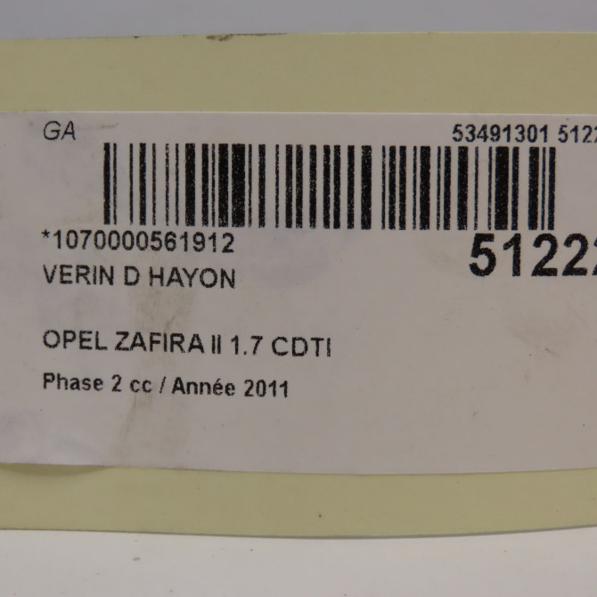 Verin droit hayon occasion OPEL ZAFIRA II Phase 2 01-2008->12-2014 1.7 CDTI 125ch 13235674 3