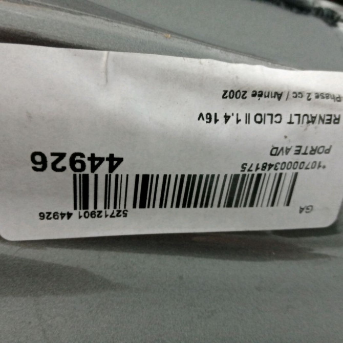 Porte avant droite occasion RENAULT CLIO II Phase 2 06-2001->07-2006 1.4 16v 7751472476 5