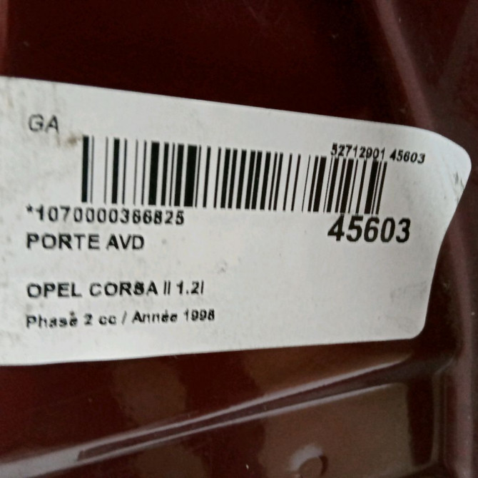 Porte avant droite occasion OPEL CORSA II Phase 2 04-1997->10-2000 1.2i 90535124 2