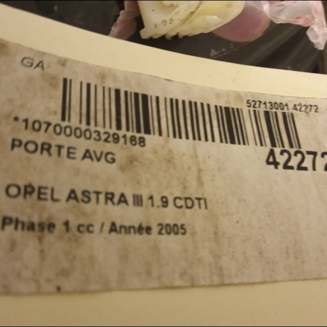 Porte avant gauche occasion OPEL ASTRA III ASTRA III Phase 1 2004-04-01->2006-12-31 1.9 CDTI 120ch 13208421 3