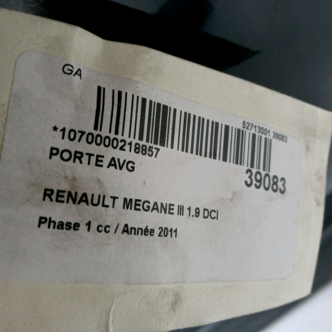 Porte avant gauche occasion RENAULT MEGANE III Phase 1 11-2008->01-2012 1.9 DCI 130ch 801016886R 3