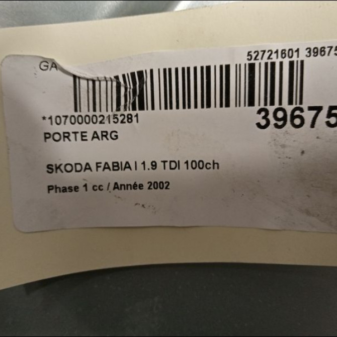 Porte arrière gauche occasion SKODA FABIA I FABIA I Phase 1 2000-04-01->2004-09-30 1.9 TDI 100ch 6Y6833055 3
