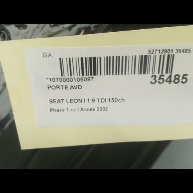 Porte avant droite occasion SEAT LEON I Phase 1 04-2000->10-2006 1.9 TDI 150ch 1M0831056N 3
