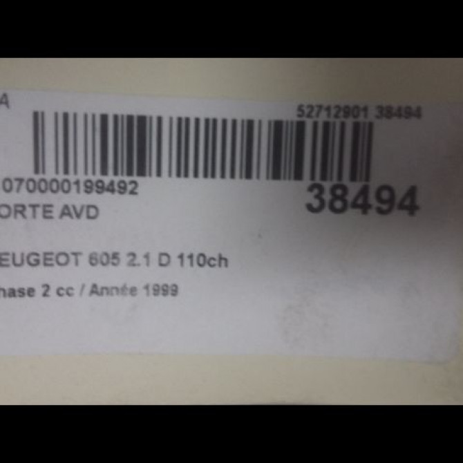 Porte avant droite occasion PEUGEOT 605 Phase 2 07-1994->07-1999 2.1 D 110ch 9004G6 3