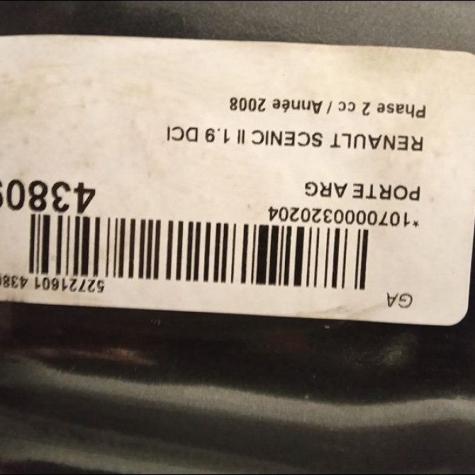 Porte arrière gauche occasion RENAULT SCENIC II Phase 2 09-2006->04-2009 1.9 DCI 130ch 7751477893 2