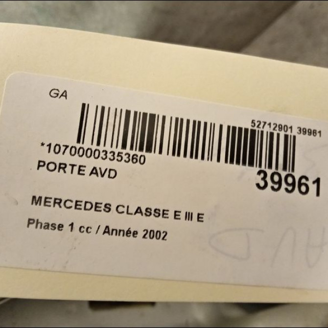 Porte avant droite occasion MERCEDES CLASSE E III Phase 1 03-2002->06-2006 E 220 CDI 211720140528 2