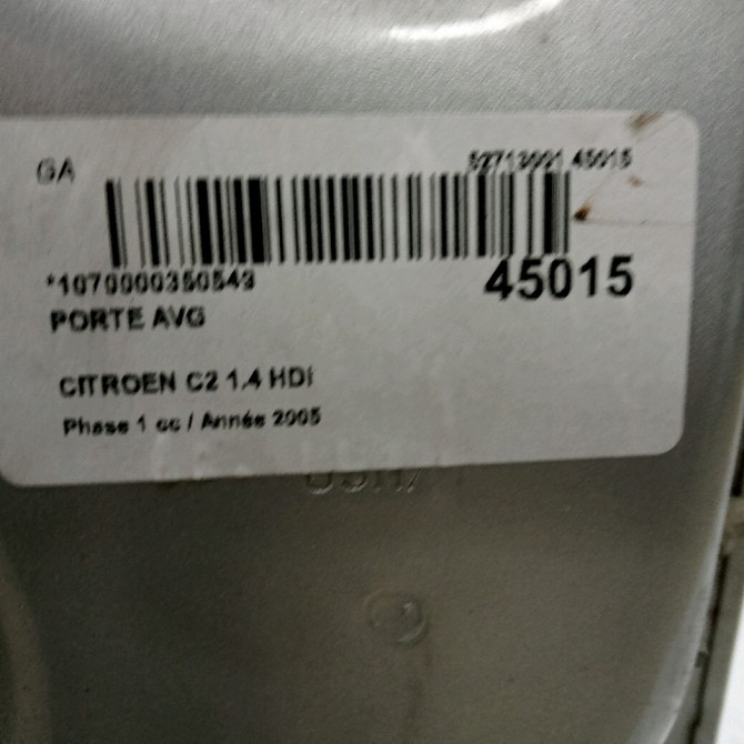 Porte avant gauche occasion CITROEN C2 Phase 1 09-2003->10-2008 1.4 HDi 9002T1 3
