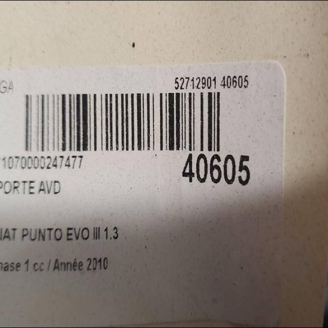 Porte avant droite occasion FIAT PUNTO EVO III Phase 1 10-2009->12-2013 1.3 MULTIJET 75ch 51846214 3