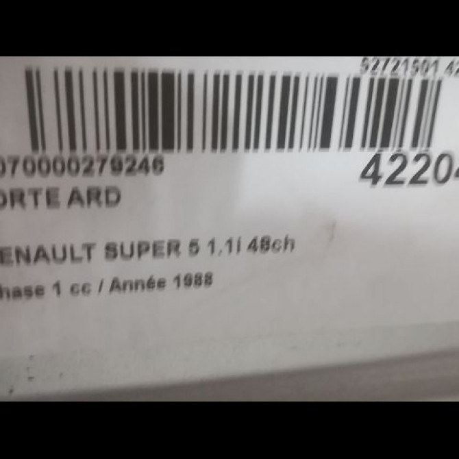 Porte arrière droite occasion RENAULT SUPER 5 Phase 1 10-1984->12-1996 1.1i 48ch 7751640299 3