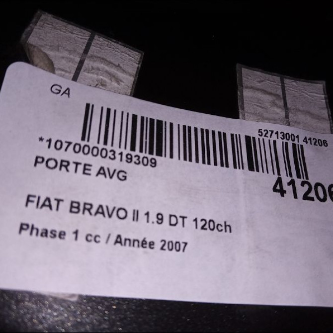 Porte avant gauche occasion FIAT BRAVO II BRAVO II Phase 1 2007-03-01->2011-12-31 1.9 DT 120ch 51751247 2