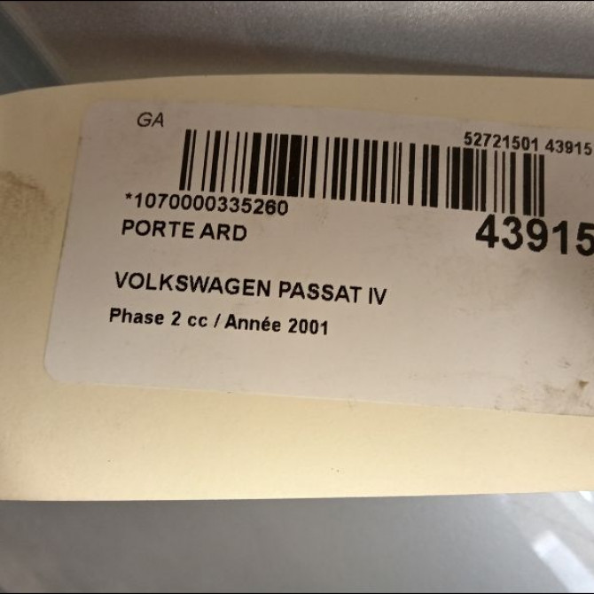 Porte arrière droite occasion VOLKSWAGEN PASSAT IV Phase 2 10-2000->03-2005 1.9 TDI 130ch 3B5833052AB 3