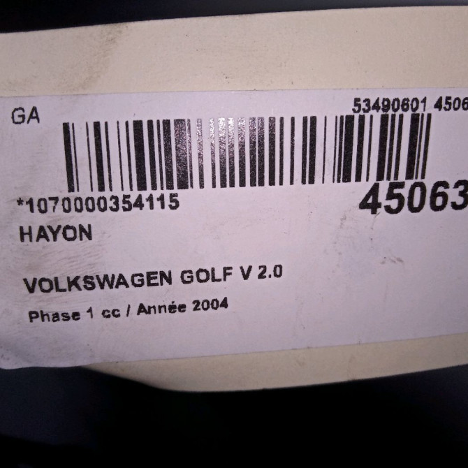 Hayon occasion VOLKSWAGEN GOLF V Phase 1 11-2003->10-2008 2.0 TDI 140ch 2