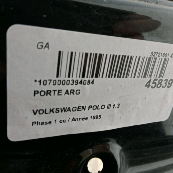 Porte arrière gauche occasion VOLKSWAGEN POLO III Phase 1 10-1994->11-1999 1.3 6N4833055C 2